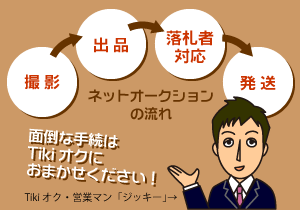 ネットオークション出品の面倒な手続はTikiオクにおまかせください！
